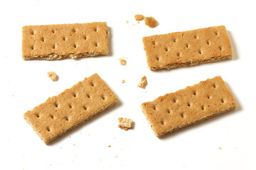 Crunchy Graham Crackers isolated on white background