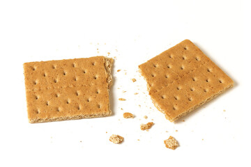 Crunchy Graham Crackers isolated on white background