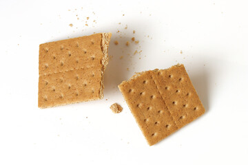 Crunchy Graham Crackers isolated on white background