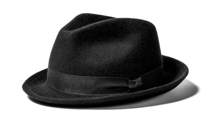 Black Glitter Fedora Hat Detailed Close up Studio Shot of a Stylish Men's Fashion Accessory, Classic and Elegant Design with Subtle Sparkle and