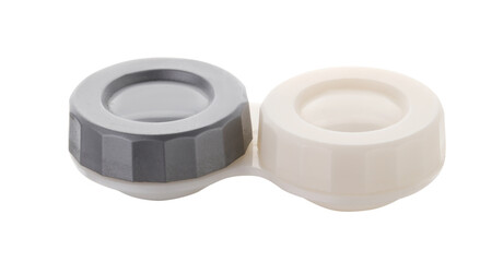 Case with contact lenses isolated on white