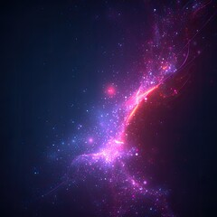 Obraz premium Abstract cosmic nebula. Vibrant, swirling, pink/purple energy streams with glowing particles against a dark background