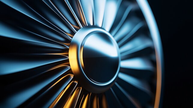 High resolution micro hydro turbine close up, detailed mechanical components with metallic finish, renewable energy equipment.