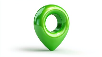 Ultra quality image of green glossy 3D map pin icon isolated. Modern GPS navigation marker for travel, maps, and app design.