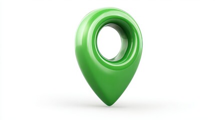 Ultra quality image of green glossy 3D map pin icon isolated. Modern GPS navigation marker for travel, maps, and app design.