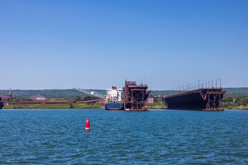 A Ship At A Taconite Ore Dock On Lake Superior