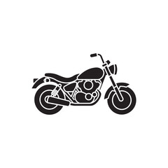 Fototapeta premium Classic Motorcycle Icon: A Black and White Silhouette of a Cruiser Bike