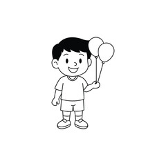 Happy Boy with Balloons: A cheerful illustration of a young boy holding two balloons.