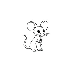 Adorable Cartoon Mouse Illustration: A Simple Line Drawing of a Happy Mouse