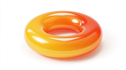 Ultra quality image of three-dimensional depiction of a floating rubber ring against a white backdrop. Summer trip icon.