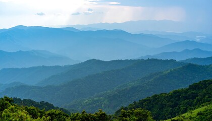 Naklejka premium Misty mountain range panorama