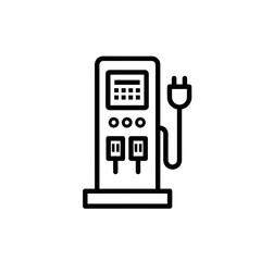 Electric Vehicle Charging Station Icon in Minimalist Style  
