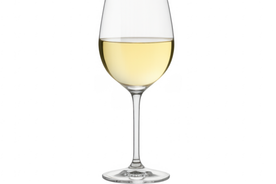 Glass of white wine on transparent background, perfect for compositions