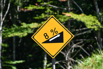 「急勾配あり」の道路標識 　坂道