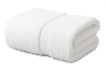 Soft, fluffy white towel folded neatly, embodying comfort, cleanliness, and hygiene on a transparent background