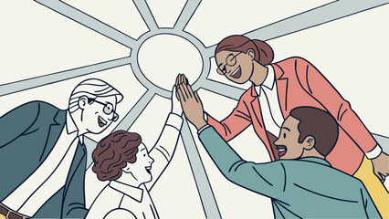 Team Celebrating Success with High Five Gesture.