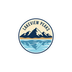 Lakeview Peaks logo featuring mountains reflected in a calm lake.