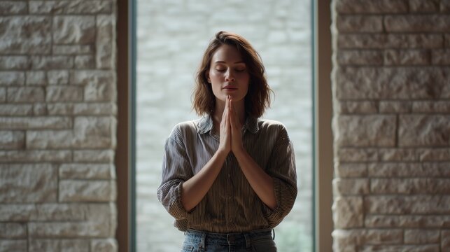 Uma mulher de f&eacute; orando a Deus, falando em Ora&ccedil;&atilde;o com o Senhor