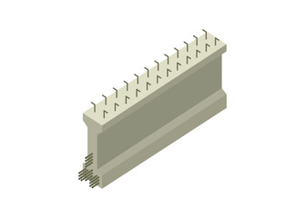 Concrete girder. Simple flat illustration in isometric view.