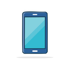 Illustration of a blue mobile phone with a blank blue screen for product display or user interface design