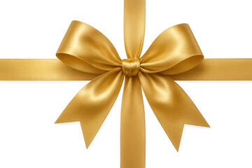 Fototapeta premium Golden bow gleaming against transparent backdrop, enhancing gift presentation with luxurious metallic sheen and decorative charm
