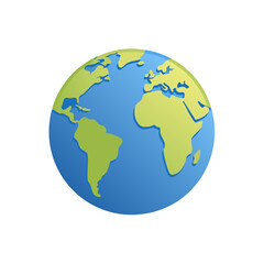 Cartoon Globe with Continents Illustration, World Representation with Landmasses and Ocean