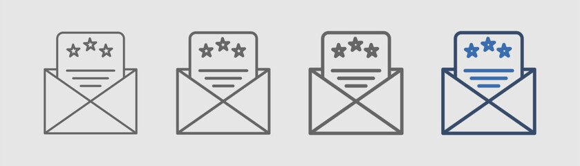 
outline icon set recommendation latter with envelope and letter design