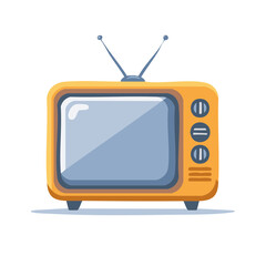 Vibrant Cartoon Television Set Illustration Featuring Antennae and Dial Knobs