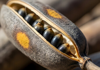 Close-up of a Seed Pod Cracking Open