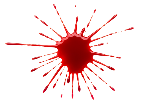 Red blood splatter isolated on transparent background