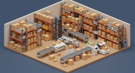 Obraz premium Warehouse interior isometric design