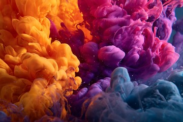 Fototapeta premium Colorful ink swirling in water, abstract background