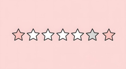 Seven Star Rating Icons on Soft Pink Background for Feedback and Review Systems