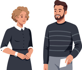 Fototapeta premium Two people having friendly conversation in casual clothing vector illustration 