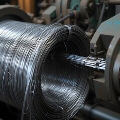 Steel wire unwinding from spool into wire-drawing machine