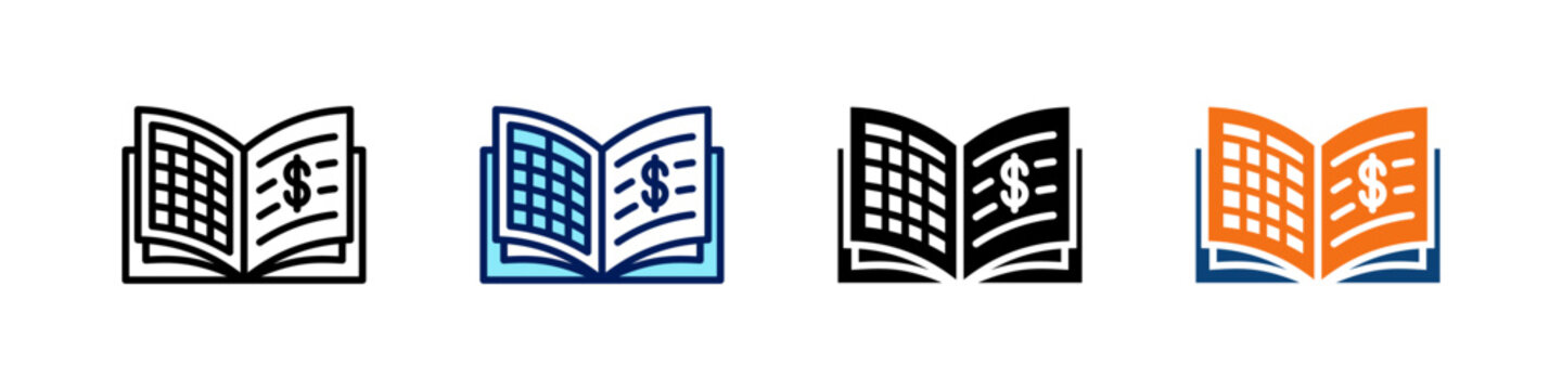 General Ledger All In One Icon Multi Styles Vector Set