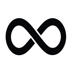 "Infinity Icon – Bold Black Symbol of Eternity, Limitlessness, and Continuity – Flat Vector for Conceptual Design, Tech Branding, Mathematical Interfaces, and UI/UX Dashboards"