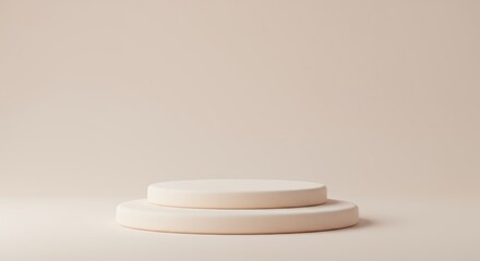 Two beige circular platforms against a light beige background