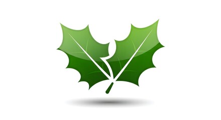 Bright Green Holly Leaves Illustration on White Background