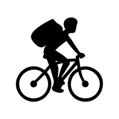 Obraz premium Silhouette of cyclist riding with backpack 