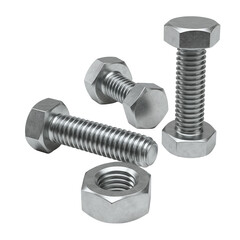 Metallic Hex Bolts and Nut Industrial Fasteners Isolated