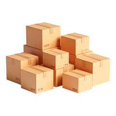 Fototapeta premium A collection of various sized cardboard boxes stacked together, ready for shipping and delivery.
