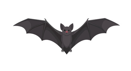Fototapeta premium Cartoonish depiction of a gray bat with outstretched wings flying in a cartoon vector illustration style