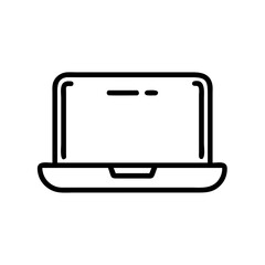 A simple black line drawing of a laptop computer