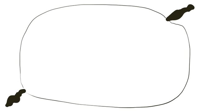 There are spots in the lower and upper corners, the objects are connected by thin lines, forming a frame.