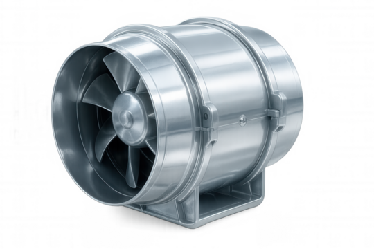 Industrial fan whirling at high speed, generating forceful air movement for ventilation and cooling purposes