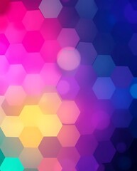 Vibrant hexagon pattern background with bokeh effects for modern designs