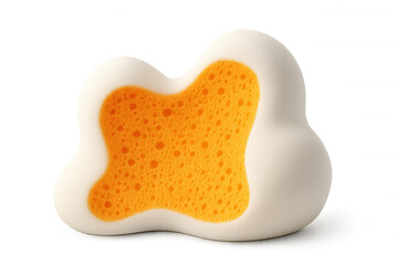 Abstract orange sponge with white border, creating a unique and visually appealing design on transparent background