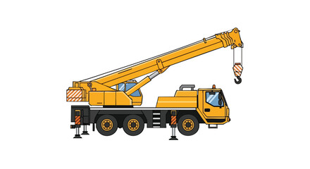Detailed vector illustration showcasing a heavy-duty mobile crane, emphasizing machinery and industry, conveying strength and engineering prowess