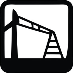 Silhouette of a pumping oil jack in a square frame symbolizing the oil and gas industry and energy production.